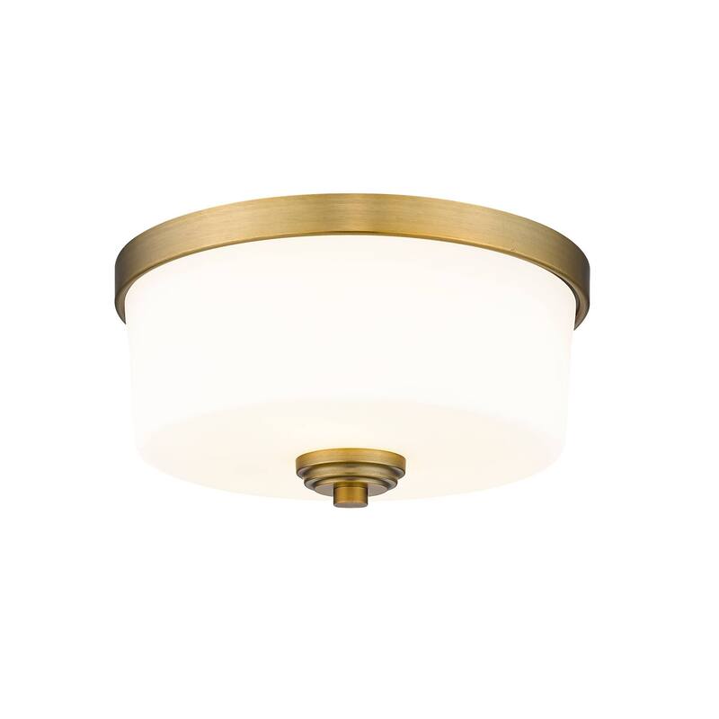 Bellevue Paula 2 Light 12" Wide Flush Mount Drum Ceiling Fixture - Heritage Brass