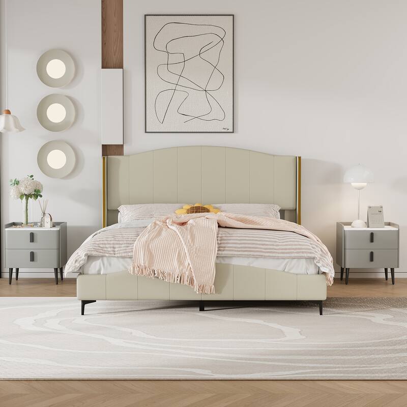 Modern 2-Drawer Nightstand with Marble-Pattern Top - Bedside/End Table for Bedroom/Living Room (Gray)