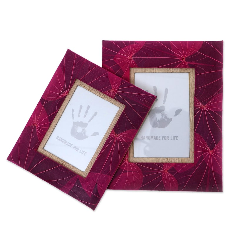 Novica Handmade Autumn Spirit In Pink Natural Fiber Photo Frames (Pair)