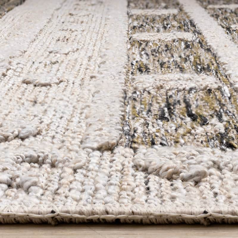 Alta Collection - Cream Grey Textured Area Rug