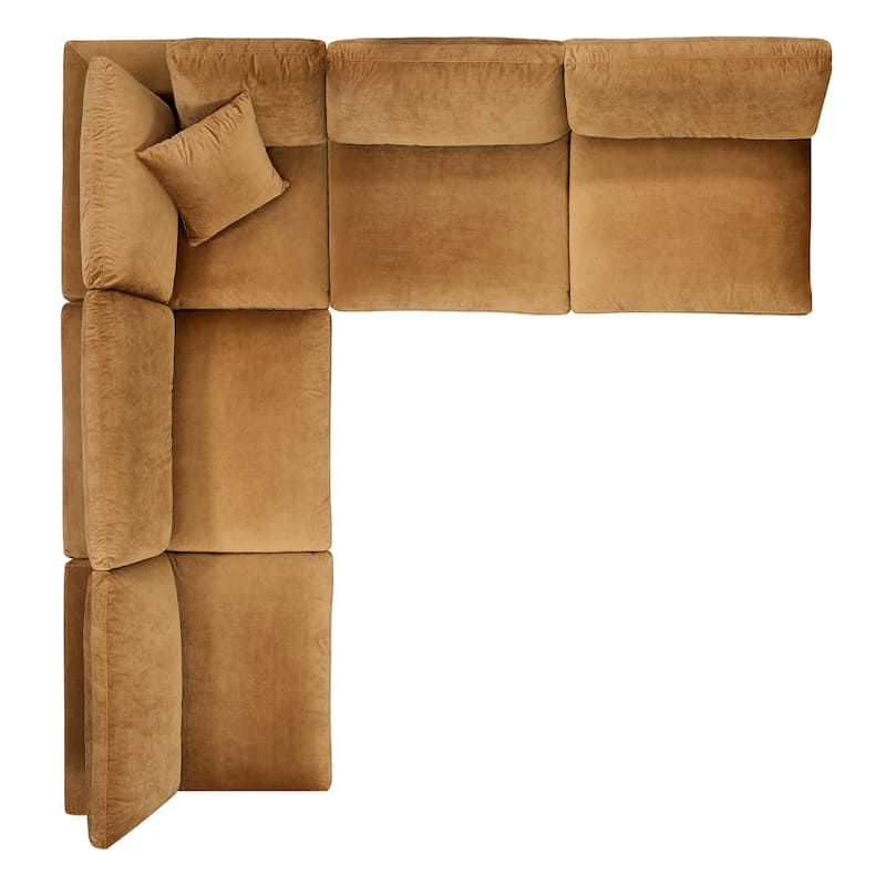 Commix Down Filled Overstuffed Velvet 5-Piece Sectional Sofa