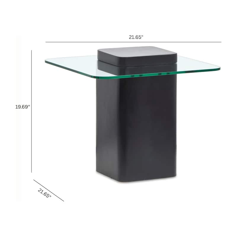 Magnussen Home Donora Clear Glass And Obsidian Square End Table - 21.65''W x 21.65''D x 19.69''H