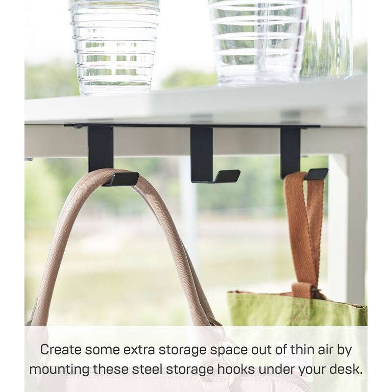 Yamazaki Home Under-Desk Hanger, Steel - L 2.36 x W 10.83 x H 2.17 inches