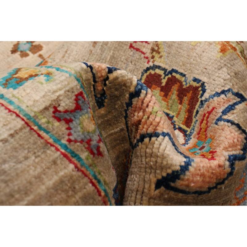 ECARPETGALLERY Hand-knotted Modern Ersari Light Khaki Wool Rug - 2'9 x 9'9