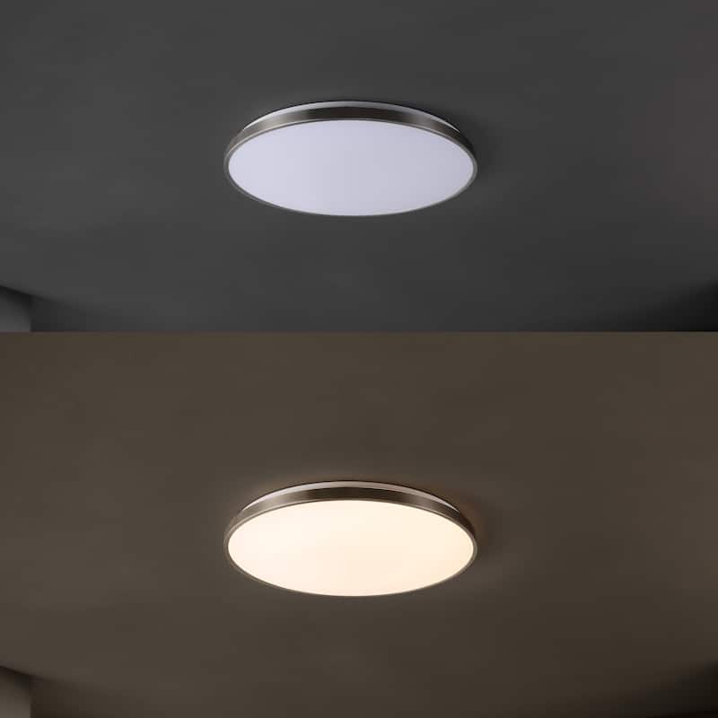 Marelle 21.25" 1-Light Modern Minimalist Iron Circle Integrated LED Flush Mount by JONATHAN Y