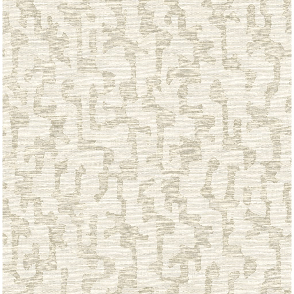 A-Street Prints Cipher Beige Geometric Faux Grasscloth Wallpaper