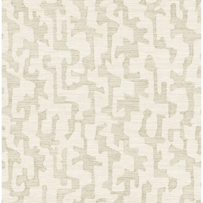A-Street Prints Cipher Beige Geometric Faux Grasscloth Wallpaper