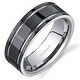 preview thumbnail 1 of 2, Men's Black and Silver Comfort Fit Titanium Wedding Band Ring, 8 mm
