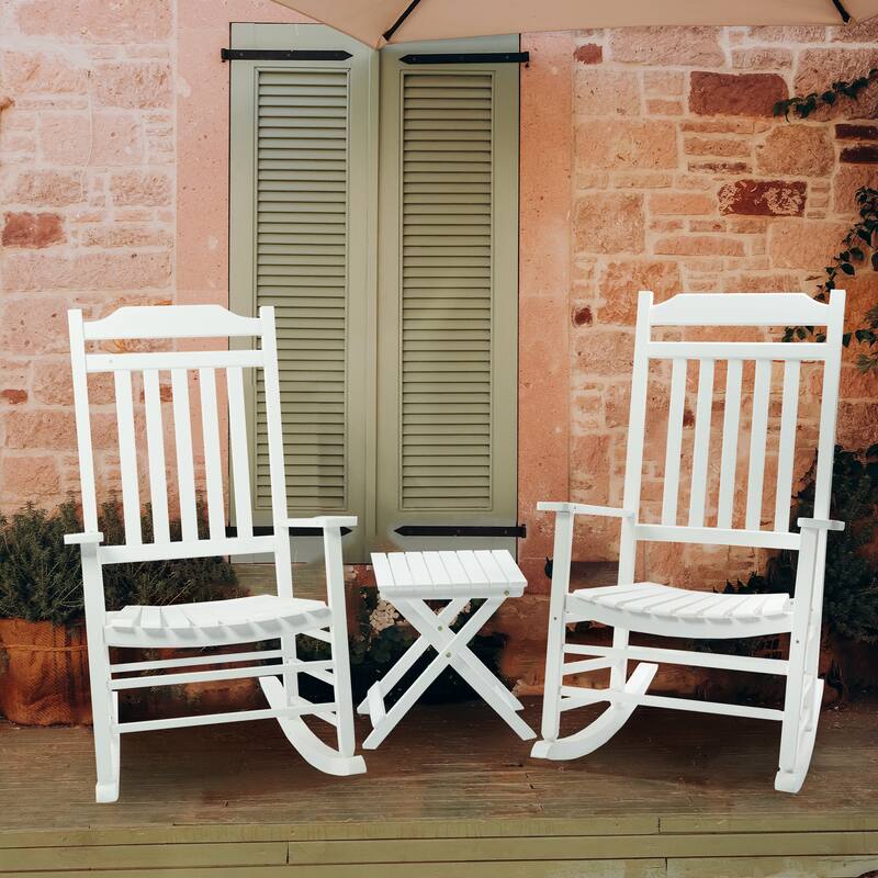 Kozyard High Back Slat Solid Wood Porch Rocking Chair