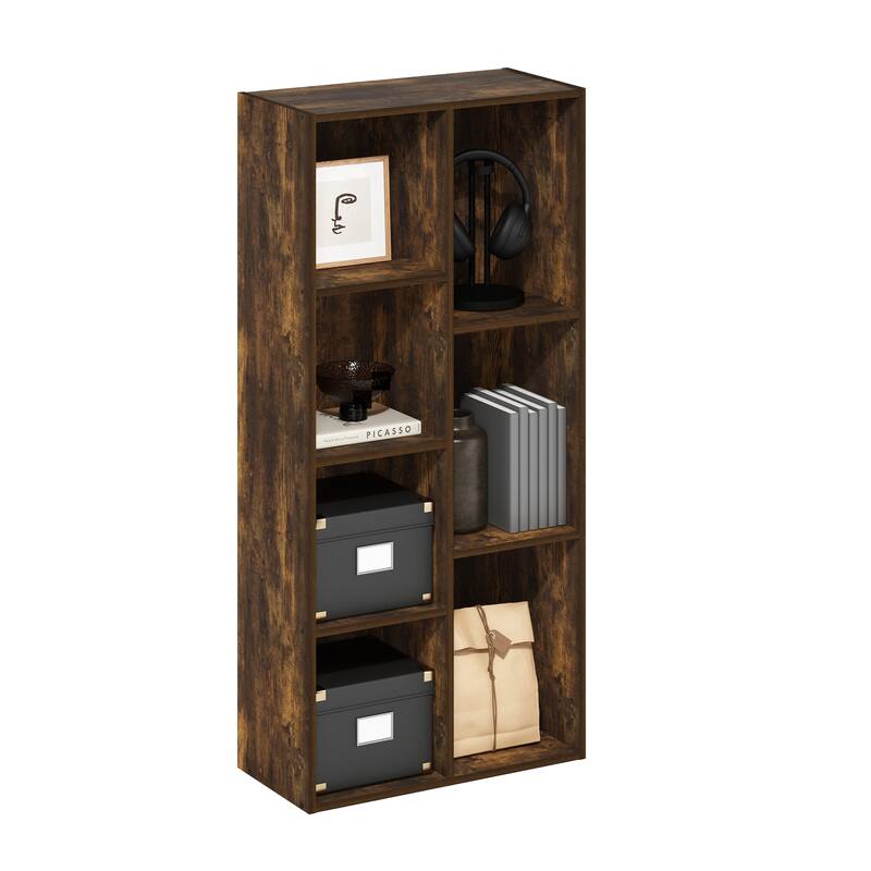 Furinno Luder 7-Cube Reversible Open Shelf, Blackwood