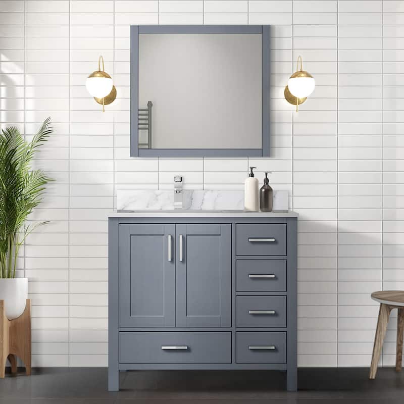Lexora Jacques 36" Dark Grey Single Vanity - No Mirror, Left Version