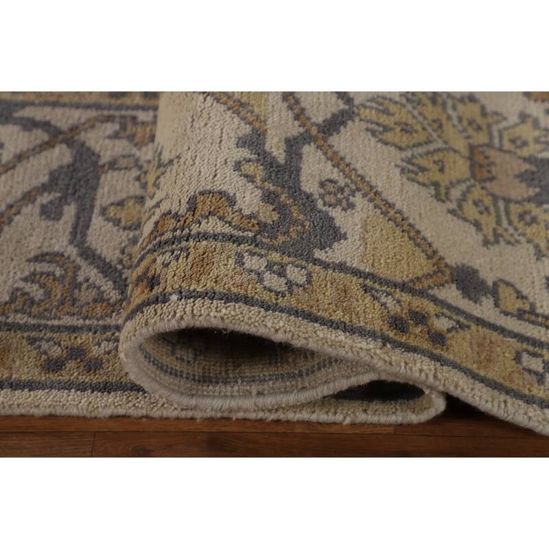 Beige Oushak Oriental Area Rug Handmade Oriental Wool Carpet - 8'1"x 9'10"