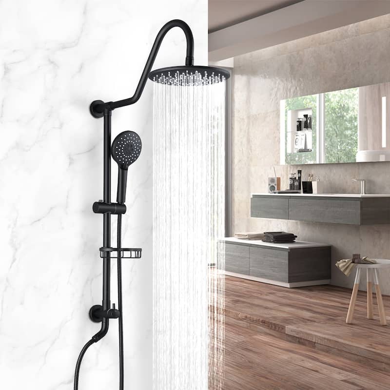 YASINU Matte Black 2-Spray Shower System with Handheld shower