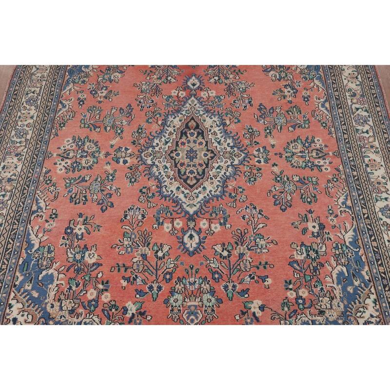 Vintage Hamedan Persian Vintage Area Rug Handmade Wool Carpet - 8'10"x 11'3"