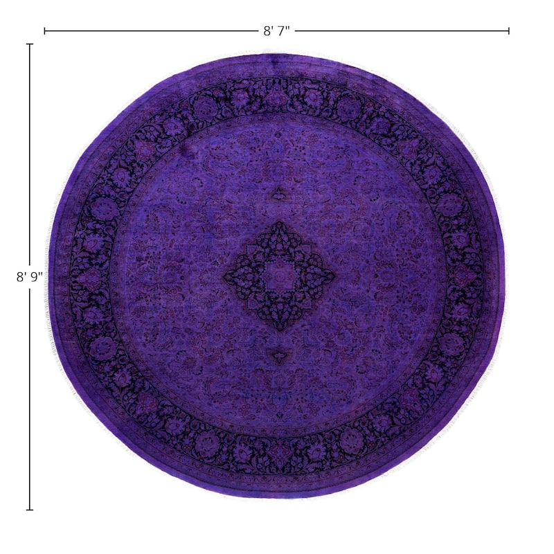 Overdyed One-of-a-Kind Hand-Knotted Area Rug - Purple - 8' 7" x 8' 9"