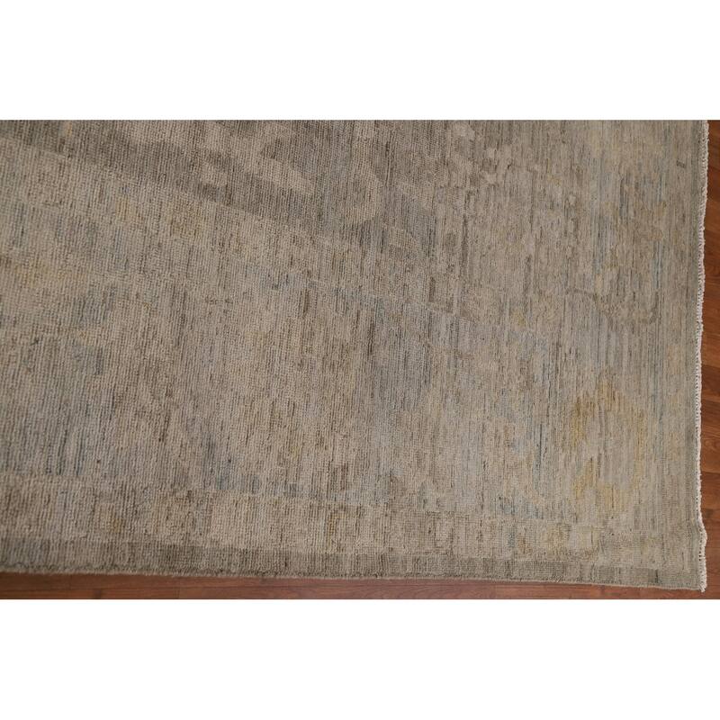 Gray Floral Oushak Turkish Area Rug Hand-knotted Oriental Wool Carpet - 9'1"x 11'10"
