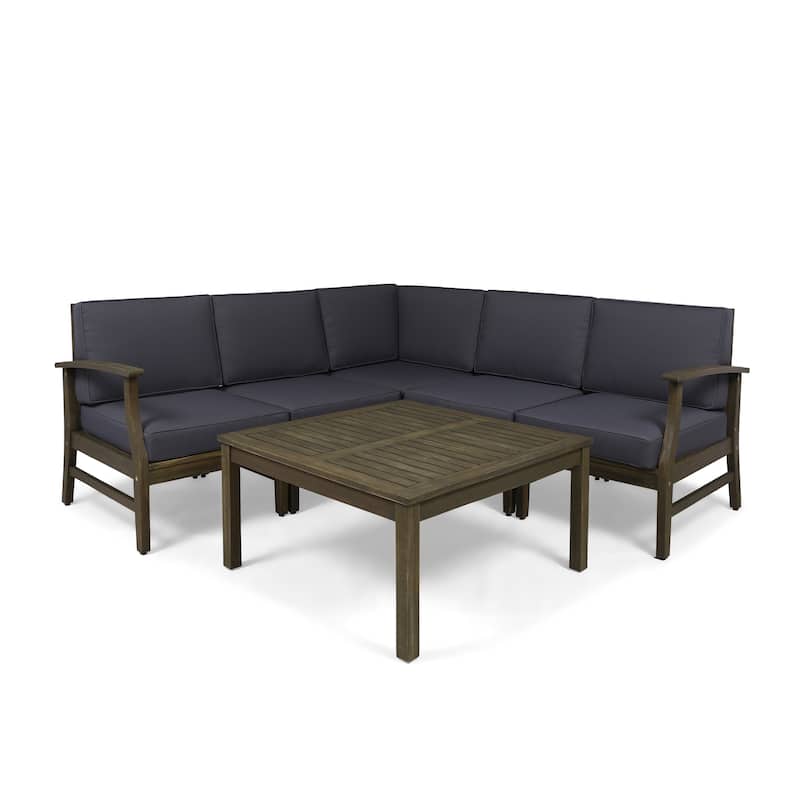 Perla Acacia Outdoor 5-seat Sectional Set by Christopher Knight Home
