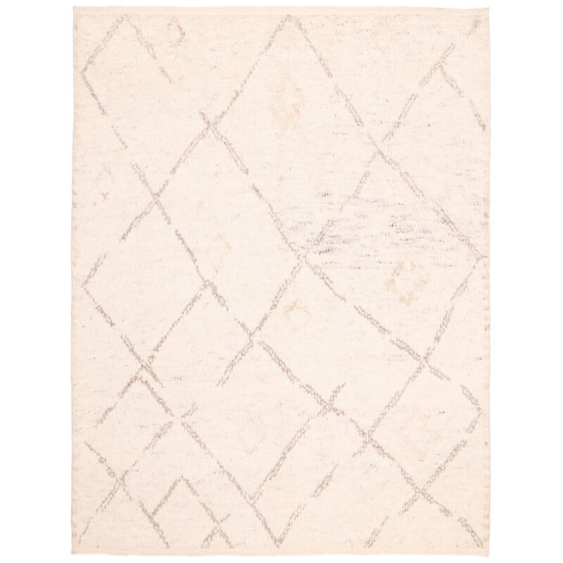 ECARPETGALLERY Hand-knotted Looma Cream Wool Rug - 7'11 x 10'0