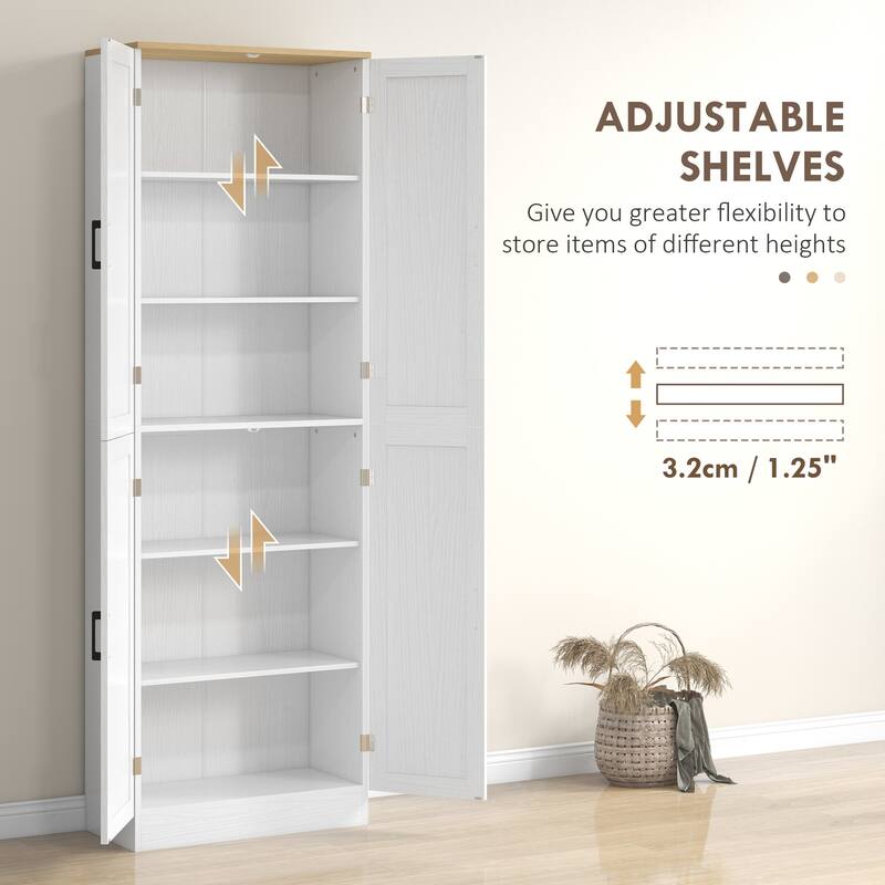 Modern 2-Tone Kitchen Pantry Cabinet with Adjustable Shelves, Freestanding Storage Cabinet Buffet Cabinet