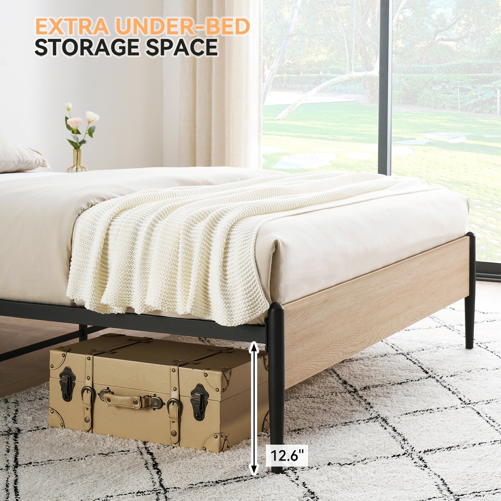 Wooden Storage Metal Platform Bed Frame with Rattan Headboard Queen Full On Sale Bed Bath Beyond 38186677