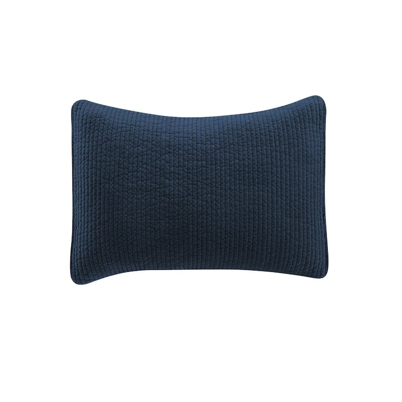 HiEnd Accents Stonewashed Cotton Velvet Boudoir Pillow - Navy