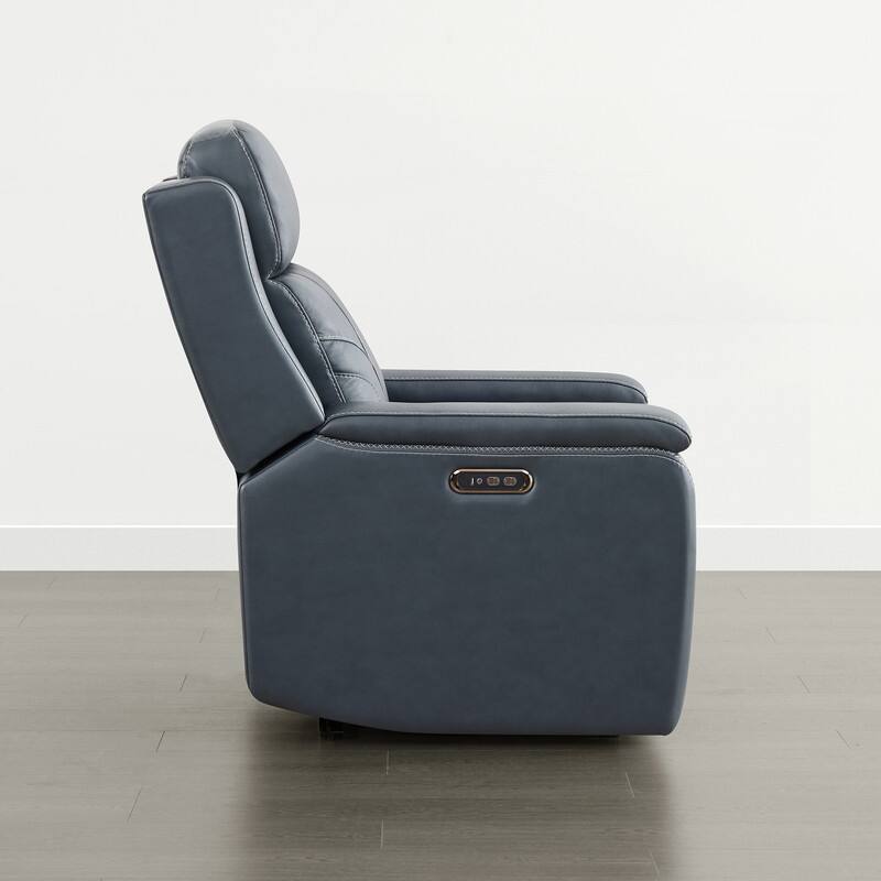 Spruce & Spring Dual Motors Genuine Leather Power Lay Flat Recliner with Power Headrest