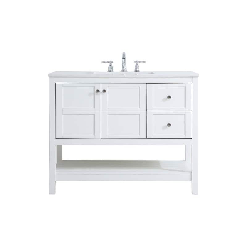 Elegant Lighting VF16442 Theo 42" Free Standing Single Basin Vanity - White - Colored