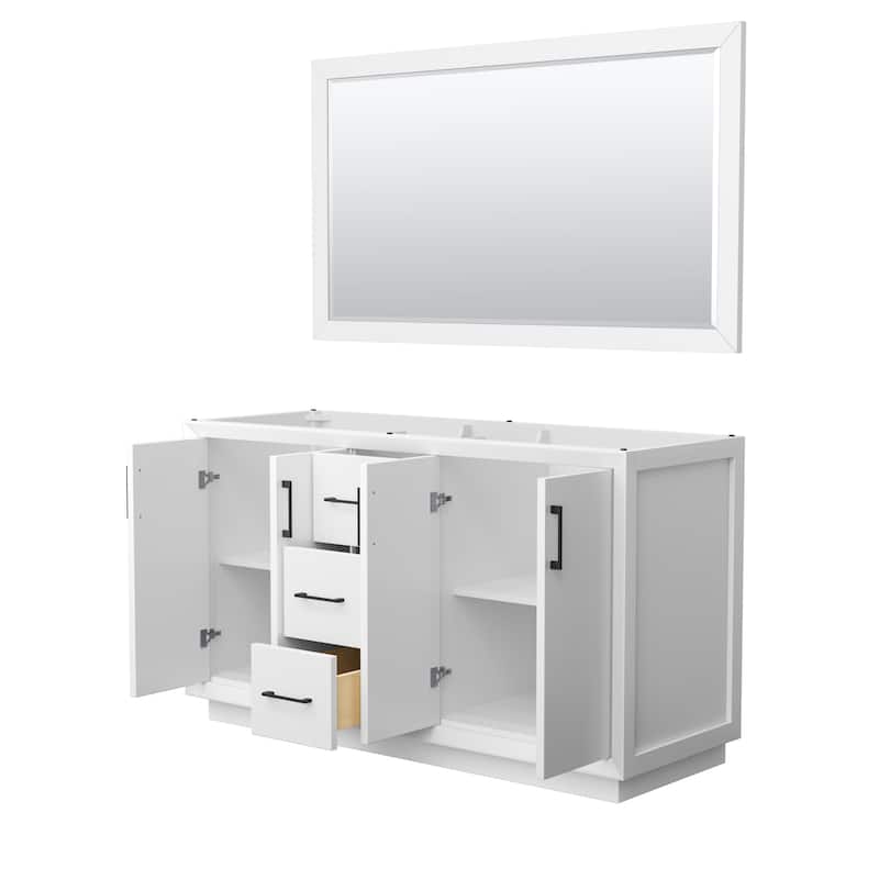 Strada 60-Inch Double Vanity Cabinet, 58-Inch Mirror
