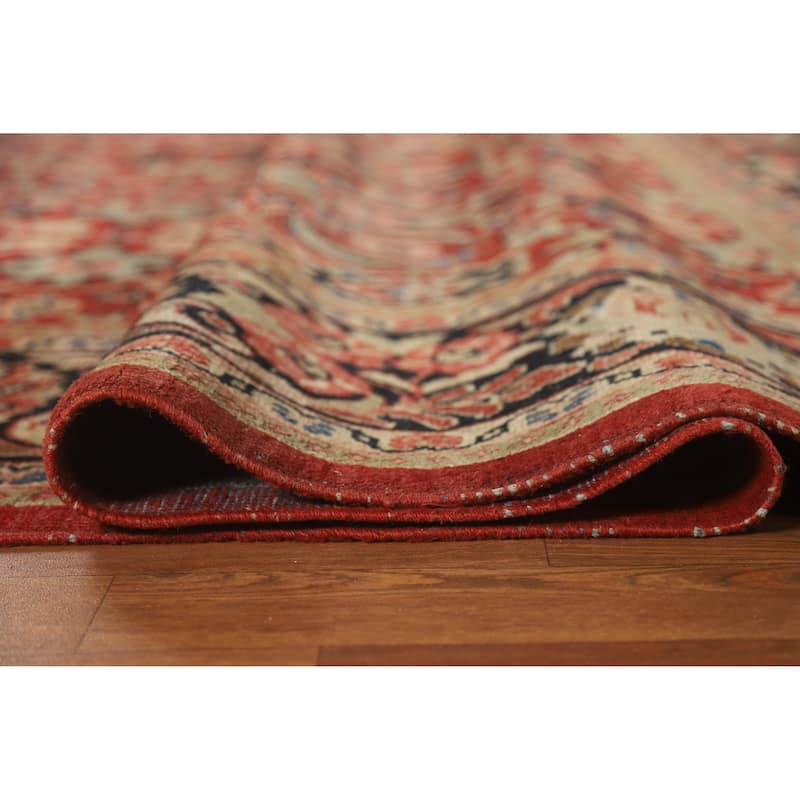 Hand Knotted Oriental 100% Wool Carpet Traditional All-Over Red Mahal Area Rug - 12' 8'' X 9' 6''