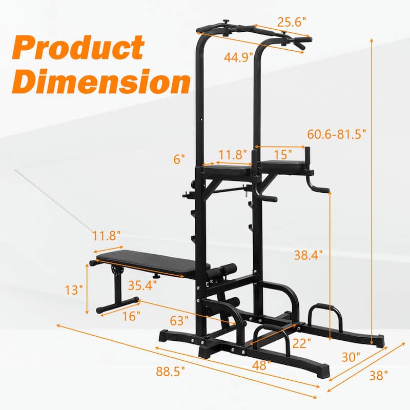 Power Tower with Bench Pull Up Bar Dip Station - N/A