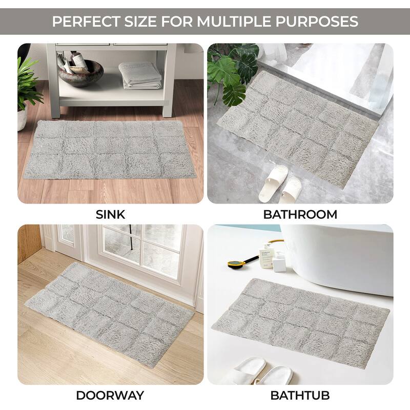 Superior Cotton Checkered 2-piece Non-skid Bath Rug Set