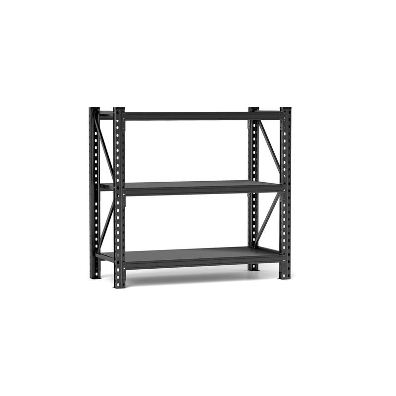 3-Tier Industrial Shelving Rack - 47in, Heavy Duty Steel Shelving Unit Adjustable, 51.2" W*23.6" D*47.3"H, Black