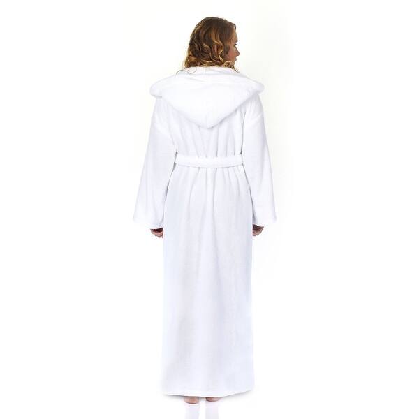 Women S Hooded Premium Fleece Full Length Bathrobe Turkish Soft Plush Robe As Is Item Overstock 32232499