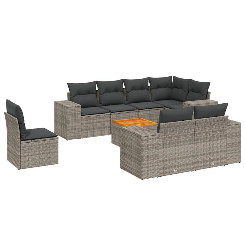 vidaXL Garden Sofa Set Black - 24.4 x 32.7 x 27.2