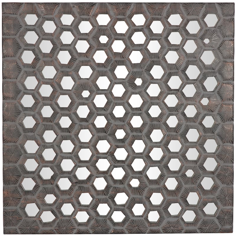 Gray Wooden Handmade Inspired Coral Home Wall Decor with Mirror Backing