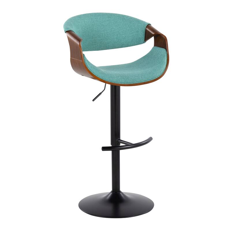 Carson Carrington Sauda Adjustable Bar Stool with Rounded T Footrest (Set of 2) - Teal Fabric/Black Metal