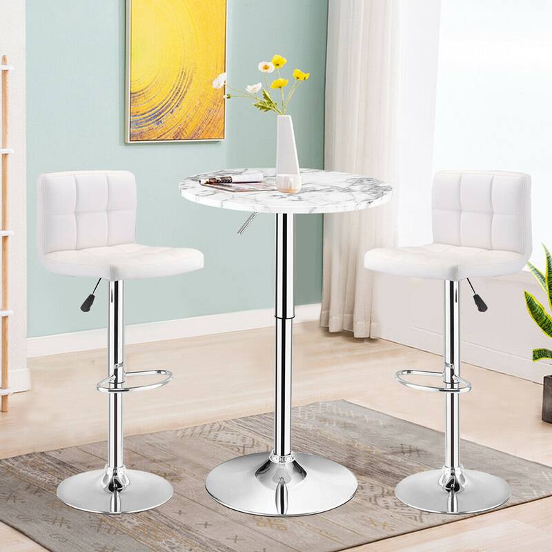 Gymax Round Pub Table Height Adjustable Bistro Bar Table 360-degree - See Details