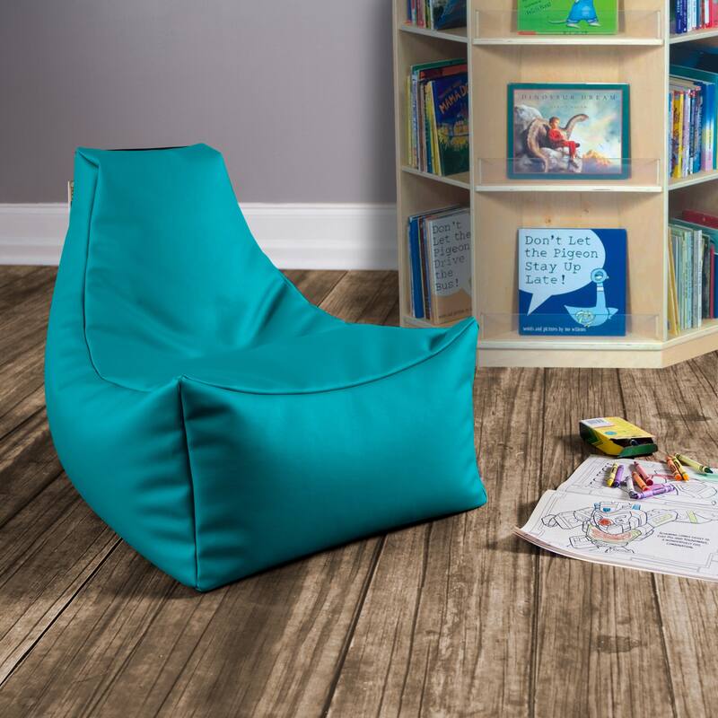 Jaxx Juniper Jr Kids Bean Bag Chair, Premium Vinyl, Royal Blue - Turquoise
