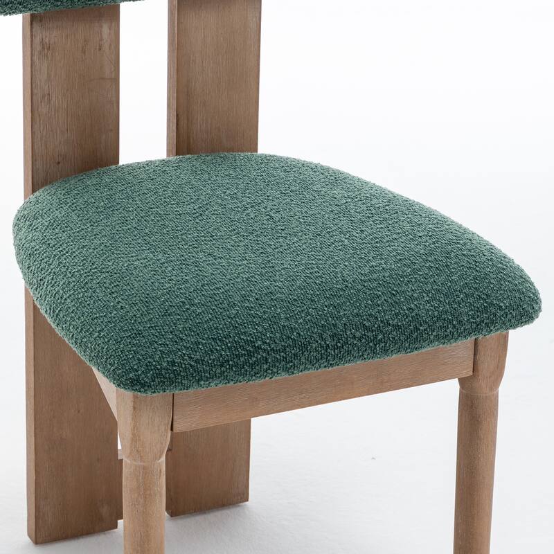 SEYNAR Set of 2 Modern Linen Upholstered Dining Chairs with Bolster Backrest