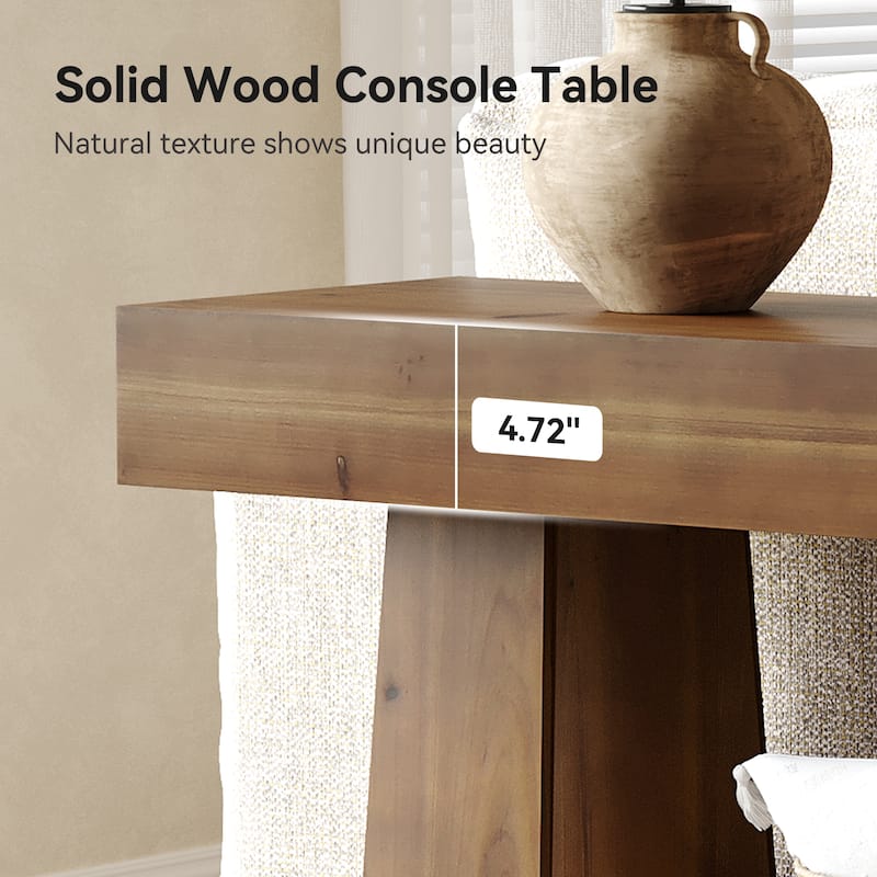 63 Inch Farmhouse Solid Wood Console Table for Entryway
