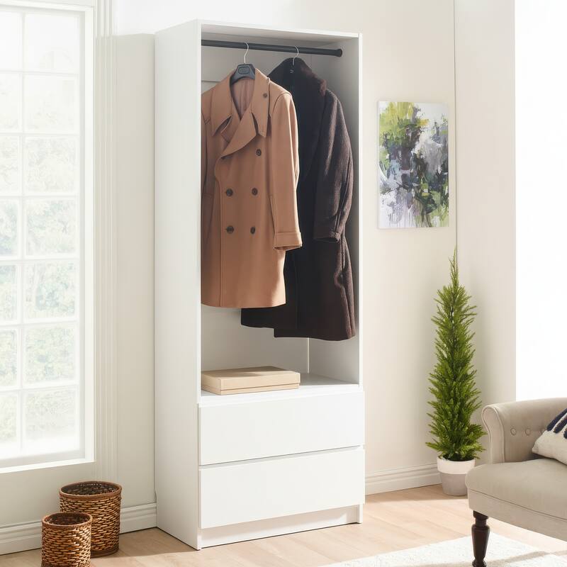 Prosper 32" White Wood Walk-in Closet with Two Rods - 31.4"W x 15.7"D x 83" H