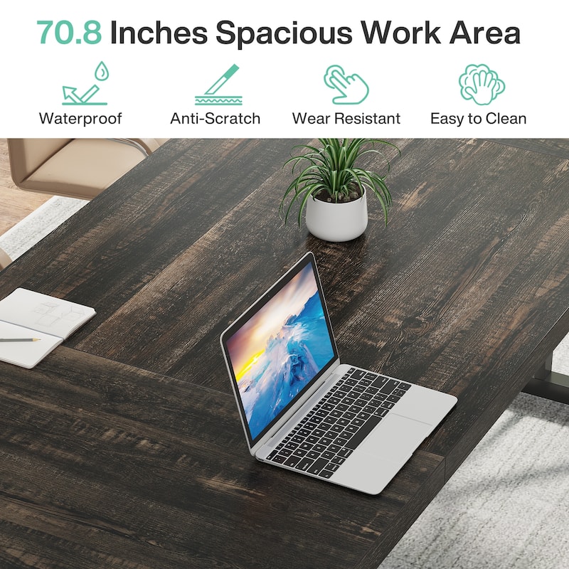 70.8-Inch Executive Desk, Large Computer Office Desk Workstation