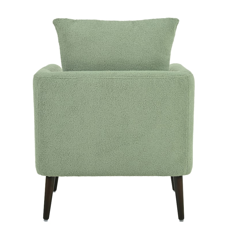 Upholstered Teddy Fabric Accent Chair, Arm Chairs with Pillow Mid Century Modern Living Room Lounge Chair, Single Sofa Chair