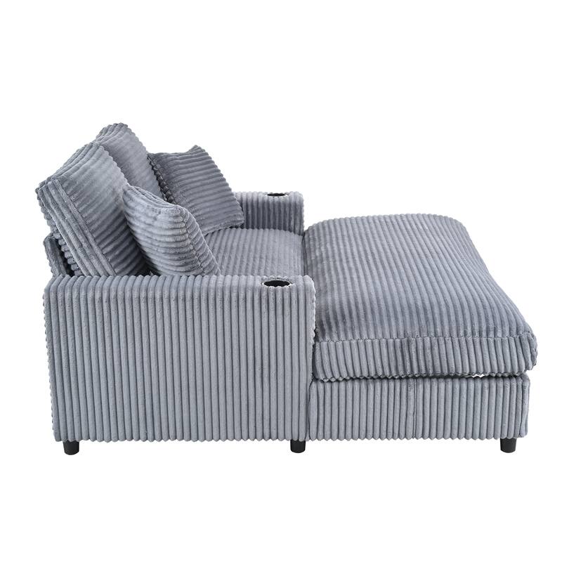 GDFStudio - Polyester 50.9" Loveseat Chaise with Cup Holders