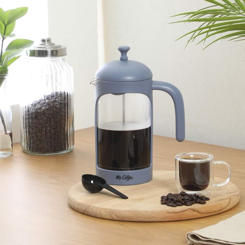 Mr. Coffee French Press Coffee Maker, 31 oz Borasilicate Glass & Frame and Plunger, Includes Coffee Scoop