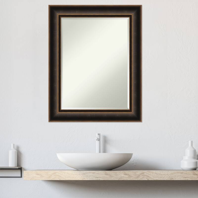 Villa Oil Rubbed Bronze Beveled Wood Framed Bathroom Vanity Wall Mirror - Villa Oil Rubbed Bronze
