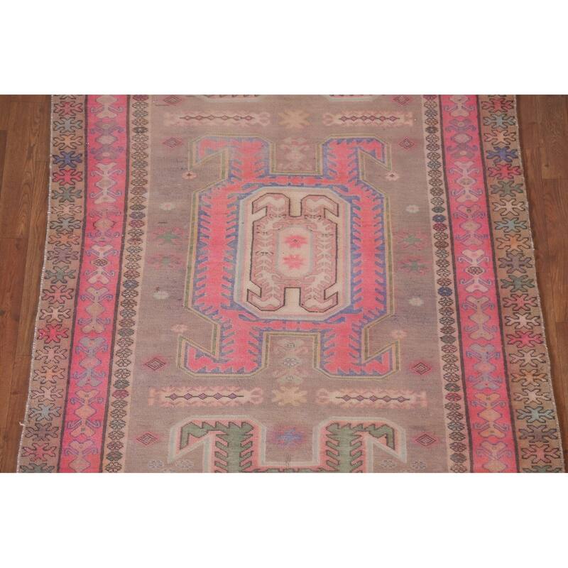 Hand Knotted Oriental 100% Wool Carpet Traditional Tribal Beige & Ivories Meshkin Runner Rug - 10' 5'' X 4' 3''