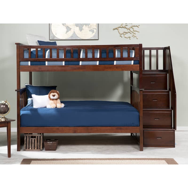 Columbia Staircase Bunk Bed Full over Full in Walnut