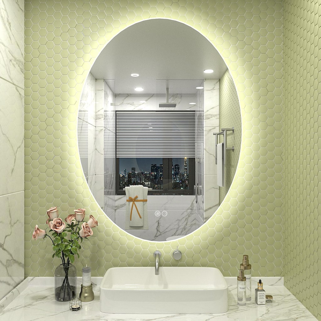KIOTEE Oval Backlit LED Lighted Anti-Fog Bathroom Vanity Mirror with ETL and 3-Year Warranty