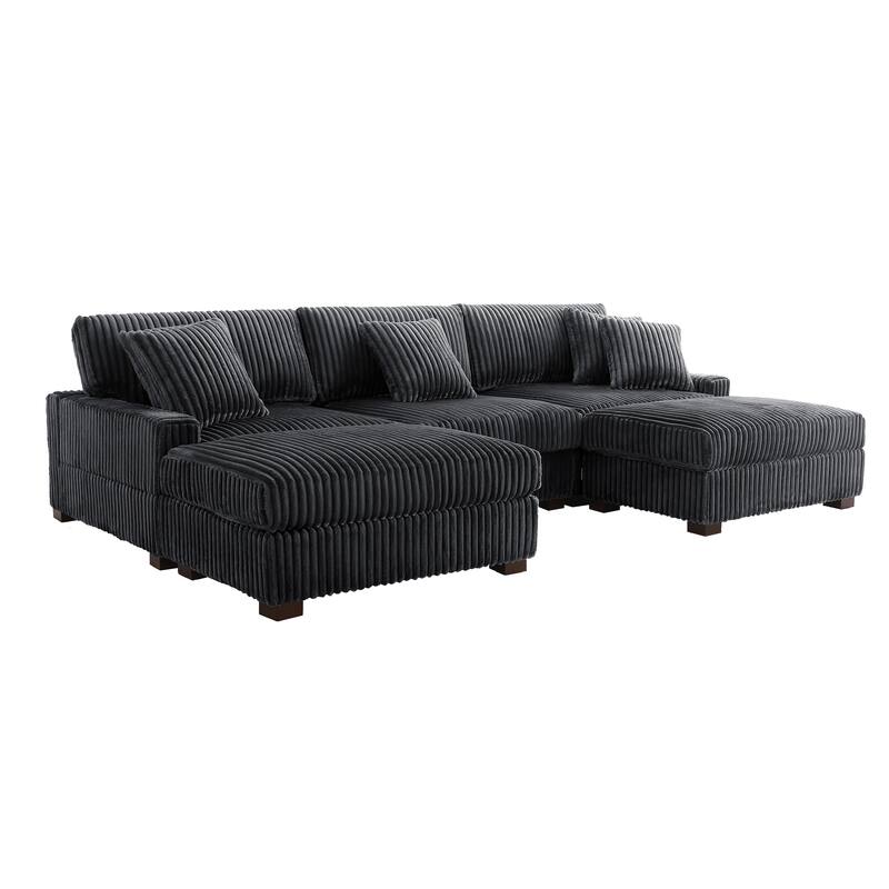 118.4"W Plush Modular Sectional Sofa with Pillows